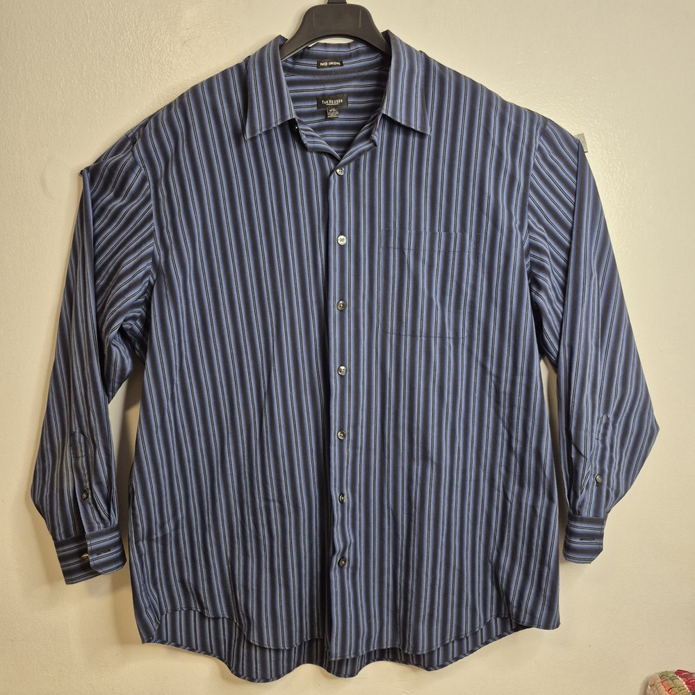 Van Heusen Long Sleeve Button Front Men's Dress Shirt 2XL Purple Black 19-19.5
